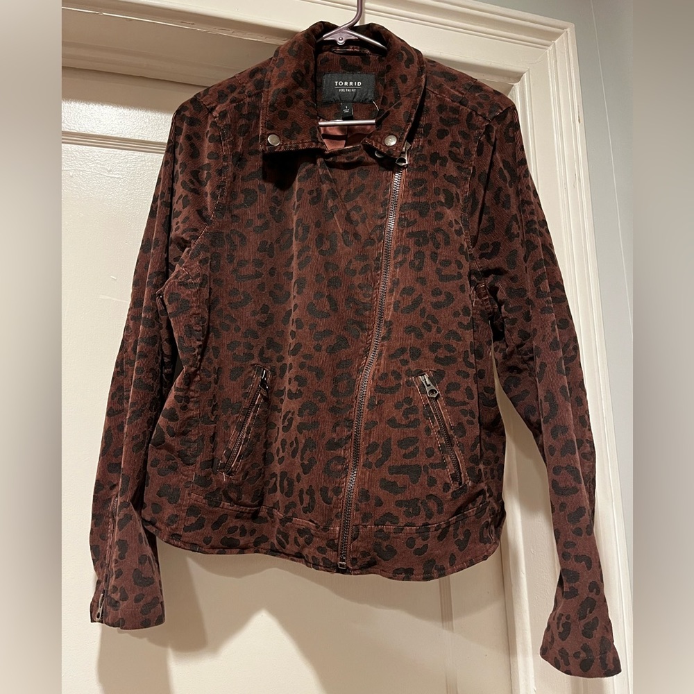 Size 1 Corduroy animal print Torrid bomber jacket